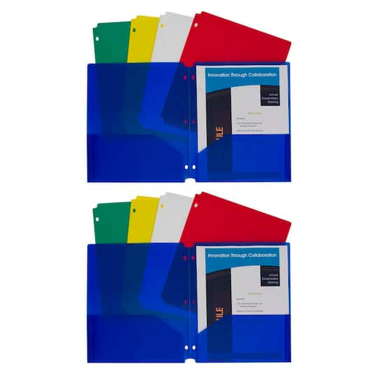 C-Line® Two-Pocket 3-Hole Punched Hole Portfolio Folders, 2 Packs of 10